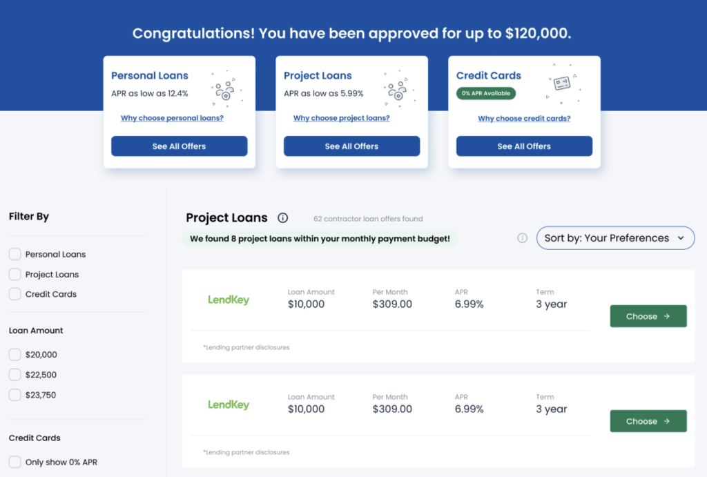 Project Loan Offers Hearth App - screenshot - Best Contractor Estimating & Invoicing Software - Hearth