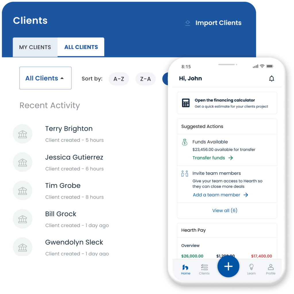 clients dashboard and mobile dashboard